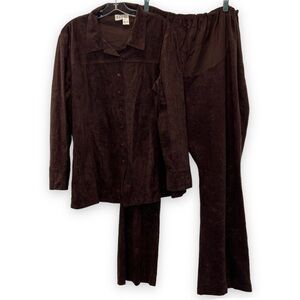 DUO Maternity Brown Full Panel Pant Shirt Set XL